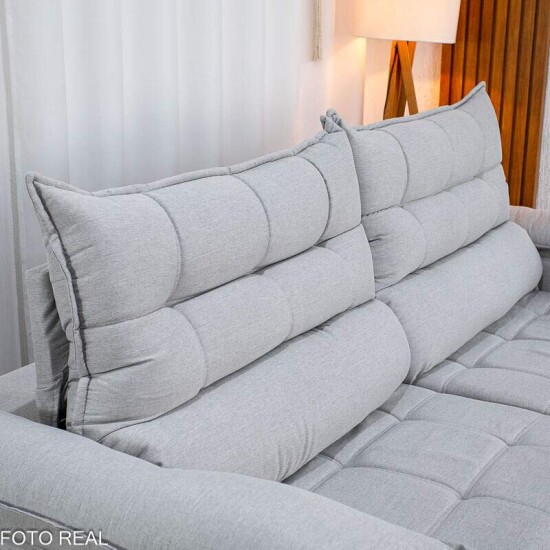 Sof� Retr�til Reclin�vel Ita�na 2,50m Linho Cinza 461 - Molas Ensacadas