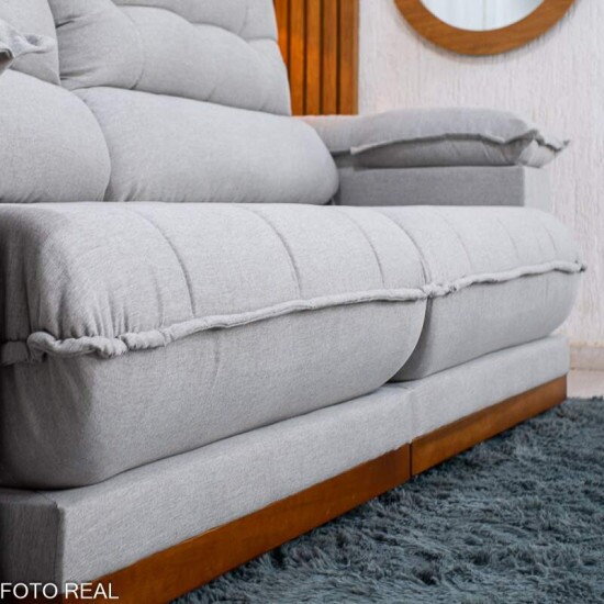 Sof� Retr�til Reclin�vel Ita�na 2,50m Linho Cinza 461 - Molas Ensacadas