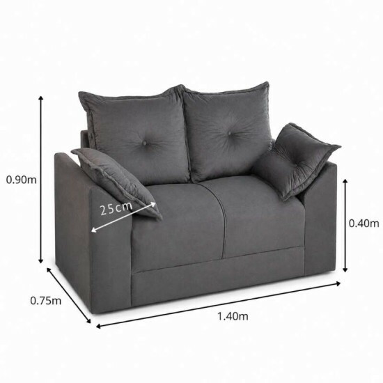 Sof� 2 Lugares Petra Veludinho Cinza 605/502 Larg. 1.30m