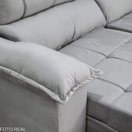 Sof� Retr�til Reclin�vel Ita�na 2.50m Veludo Prata 321 - Molas Ensacadas