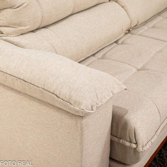 Sof� Retr�til Reclin�vel Ita�na 2.50m Linho Bege 459 - Molas Ensacadas