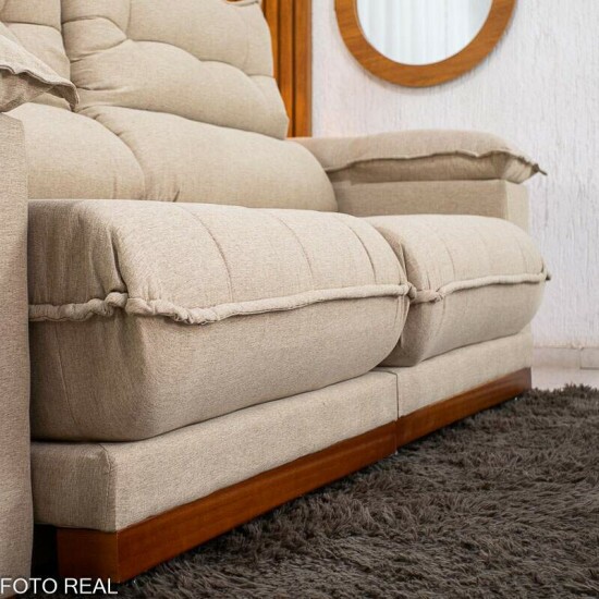 Sof� Retr�til Reclin�vel Ita�na 2.50m Linho Bege 459 - Molas Ensacadas