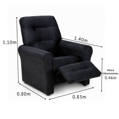 Poltrona Reclin�vel Clio MX-24 Veludo Preto 451