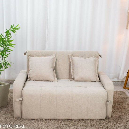 Sof� Cama Amora New Larg. 1.37m Linho Bege 488 C/Almofada