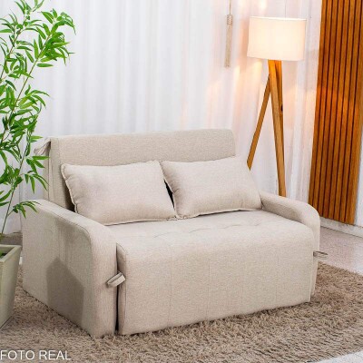 Sof� Cama Amora New Larg. 1.37m Linho Bege 488