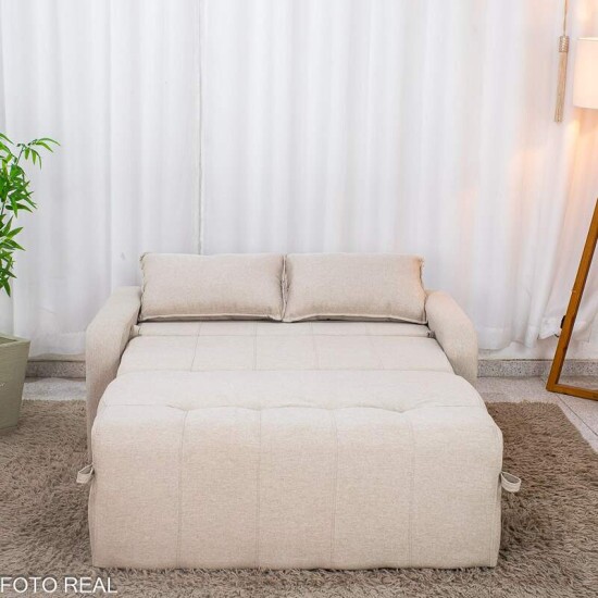 Sof� Cama Amora New Larg. 1.37m Linho Bege 488