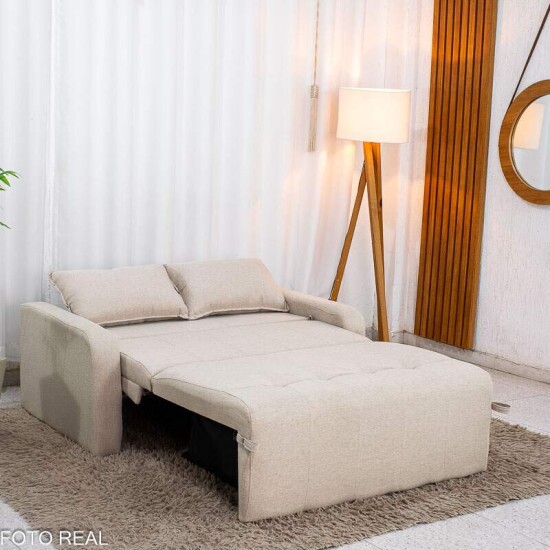 Sof� Cama Amora New Larg. 1.37m Linho Bege 488