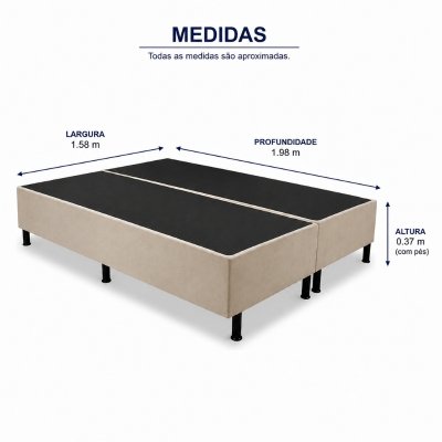 Base Box Queen Sued Bege 158x198x37 cm - Ortobel