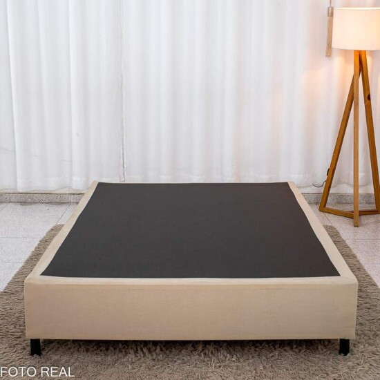 Base Box Casal Sued Bege 138x188x37 cm - Ortobel