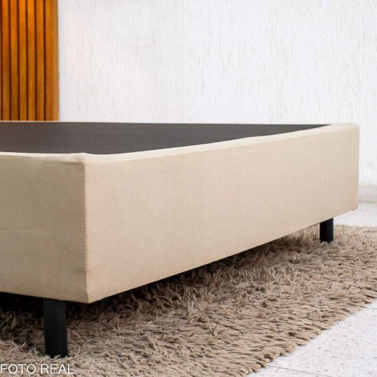 Base Box Casal Sued Bege 138x188x37 cm - Ortobel