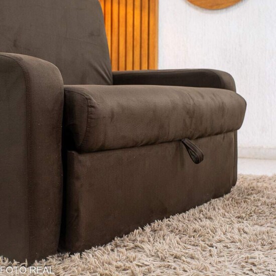 Sof� Cama Daiane Larg. 1.40m C/Ba� Veludinho Marrom 256