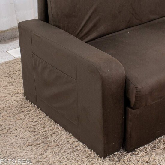 Sof� Cama Daiane Larg. 1.40m C/Ba� Veludinho Marrom 256