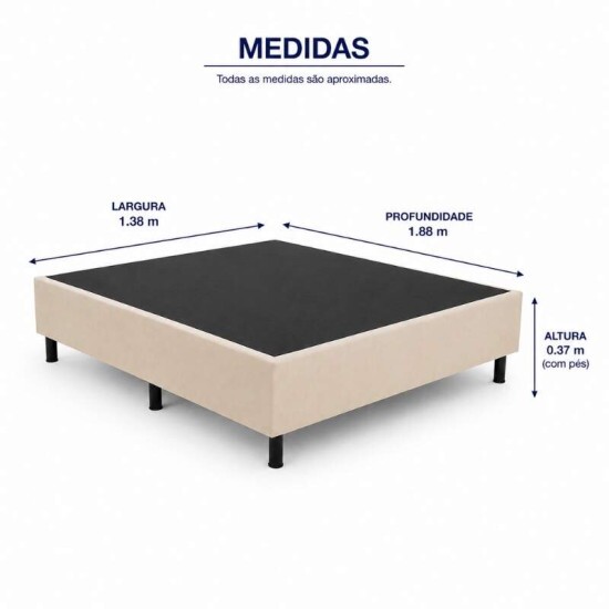 Colch�o Casal Airtech Springpocket Molas Ensacadas - Ortobom + Box Casal Sued Bege - Ortobel 138x188x62 | Suporta at� 240kg