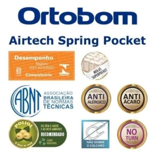 Colch�o Casal Airtech Springpocket Molas Ensacadas - Ortobom + Box Casal Sued Bege - Ortobel 138x188x62 | Suporta at� 240kg