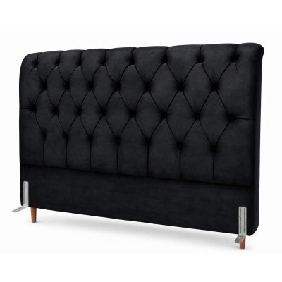 Cabeceira Casal Lav�nia Veludo Preto Largura 1.40m