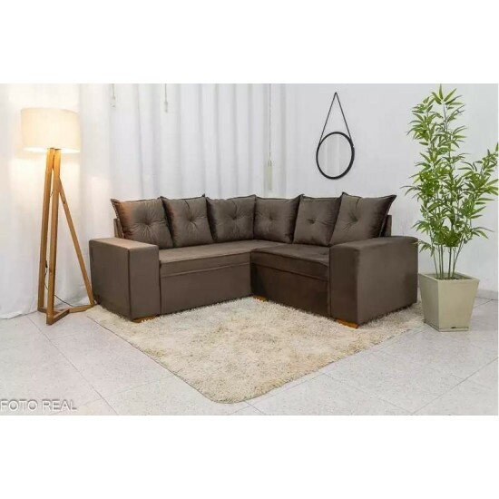 Sof� Canto 5 lugares Cuiab� Veludo Marrom 815