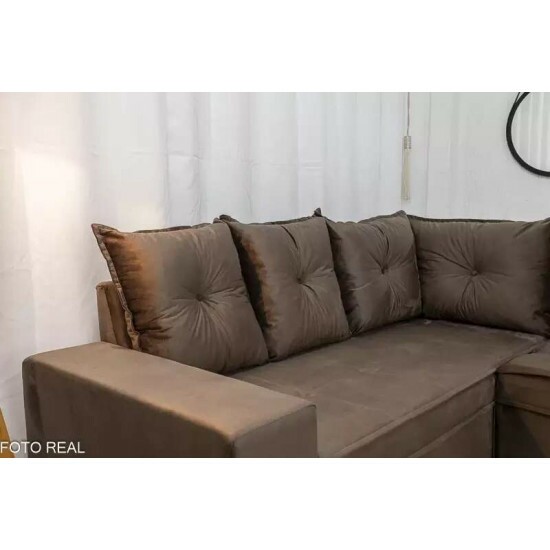 Sof� Canto 5 lugares Cuiab� Veludo Marrom 815