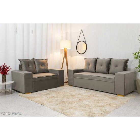 Sof� 3 e 2 lugares Aracaju Veludo Cinza 813