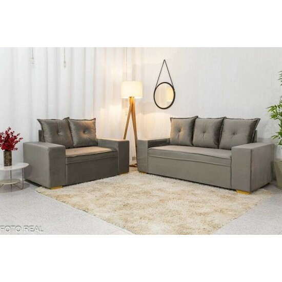 Sof� 3 e 2 lugares Aracaju Veludo Cinza 813