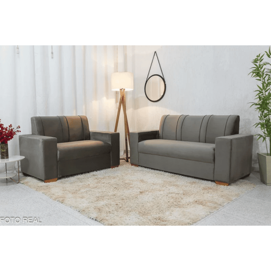 Sof� 3 e 2 lugares Macei� Veludo Cinza 813