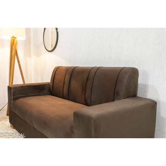 Sof� 3 e 2 lugares Macei� Veludo Marrom 815