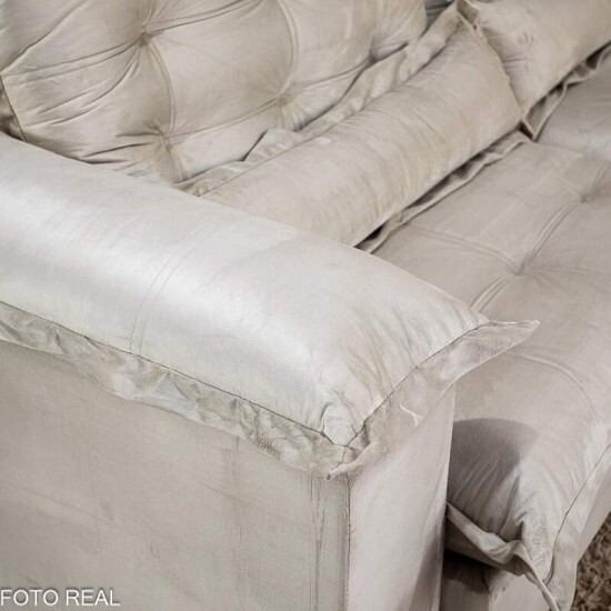 Sof� Retr�til Reclin�vel Maldivas 2.50m Veludo Bege A32