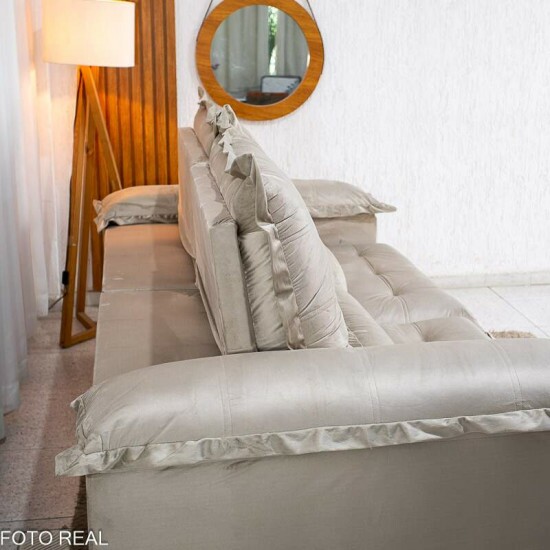 Sof� Retr�til Reclin�vel Maldivas 2.30m Veludo Bege A32
