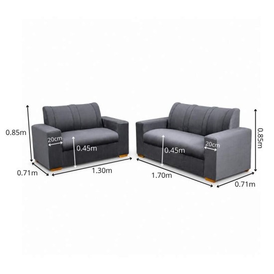 Sof� 3 e 2 lugares Macei� Veludo Cinza 814