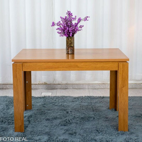 Mesa Athenas 120x80 Am�ndoa Clean Tampo Maci�o - M�veis Lopas + 4 Cad. G�nova Veludo Cinza 507 Madeira Entregue Montada - Art Assentos