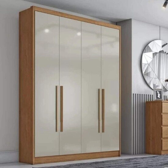 Modulado Solteiro Cumaru/Fendi Fosco 1 Roupeiro Moderni 4 Pts + 1 Criado Rizon + 1 A�reo 2 portas Rizon - Novo Horizonte