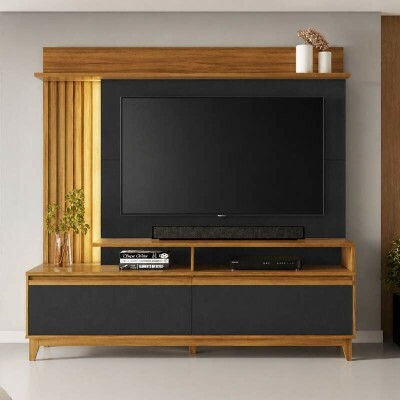 Home NT 1400 Freij�/Preto C/Detalhe Ripado e LED para TV's at� 60 Polegadas Larg. 1.83m - Not�vel