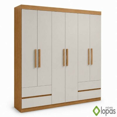 Guarda-roupa Zeus Am�ndoa Clean/Off 6 Portas 4 Gavetas Larg. 1.77m - M�veis Lopas