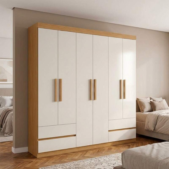 Guarda-roupa Casal 1,77m Zeus Am�ndoa Clean/Off 6 Portas 4 Gavetas - Lopas