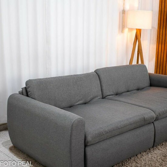 Sof� Retr�til Reclin�vel Meriva 2.30m Linho Cinza - Sem Caixa