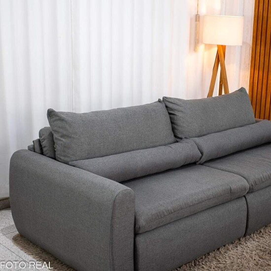 Sof� Retr�til Reclin�vel Meriva 2.30m Linho Cinza - Sem Caixa