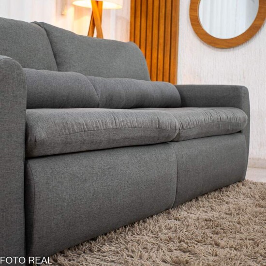Sof� Retr�til Reclin�vel Meriva 2.30m Linho Cinza - Sem Caixa