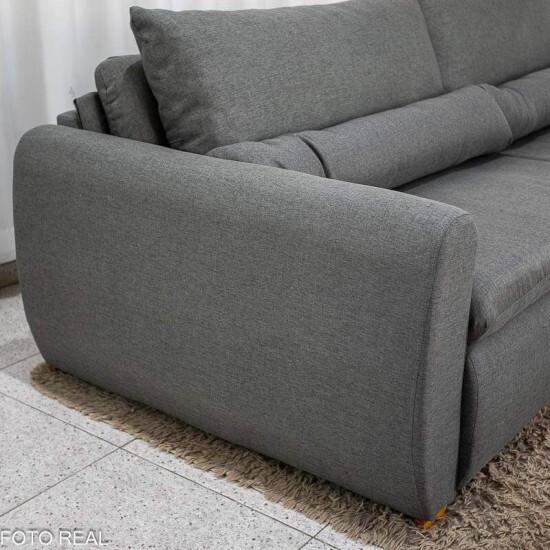 Sof� Retr�til Reclin�vel Meriva 2.30m Linho Cinza - Sem Caixa