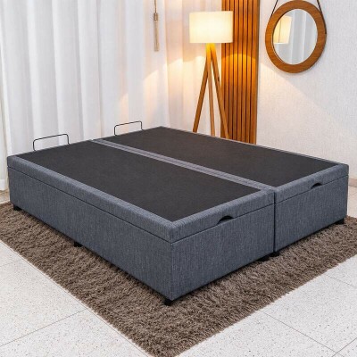 Base Box Baú Casal Bipartido Confort Linhão Petróleo Blindado 138x188x45 cm - Issacar