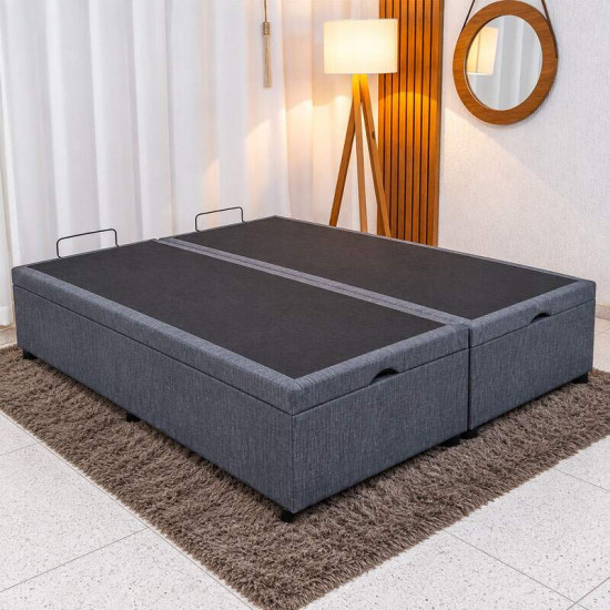 Base Box Ba� Casal Bipartido Confort Linh�o Petr�leo Blindado 138x188x45 cm - Issacar