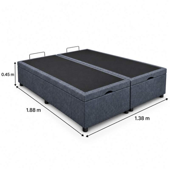 Base Box Ba� Casal Bipartido Confort Linh�o Petr�leo Blindado 138x188x45 cm - Issacar