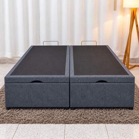 Base Box Ba� Casal Bipartido Confort Linh�o Petr�leo Blindado 138x188x45 cm - Issacar