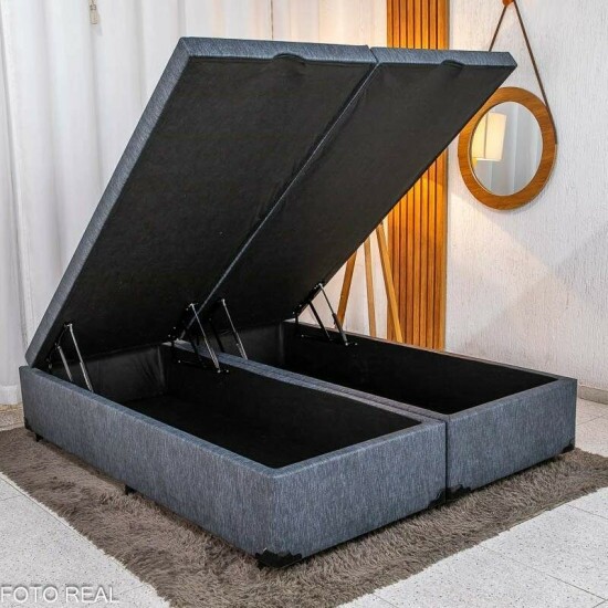 base Box Ba� Casal Bipartido Prime Confort Linh�o Petr�leo Blindado 138x188x45 - Issacar