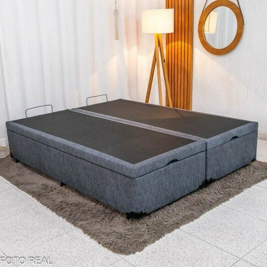 base Box Ba� Casal Bipartido Prime Confort Linh�o Petr�leo Blindado 138x188x45 - Issacar