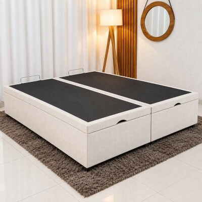 Base Box Baú Casal Bipartido Prime Confort Linhão Palha Blindado 138x188x45 - Issacar