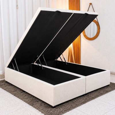 Base Box Baú Casal Bipartido Prime Confort Linhão Palha Blindado 138x188x45 - Issacar