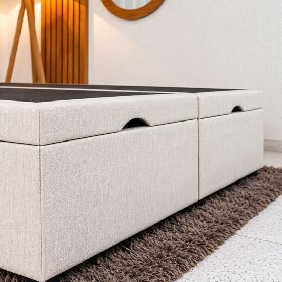 Base Box Ba� Casal Bipartido Confort Linh�o Palha Blindado 138x188x45 cm - Issacar