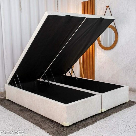 Base Box Ba� Casal Bipartido Prime Confort Linh�o Palha Blindado 138x188x45 - Issacar