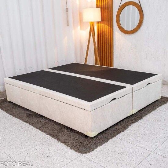 Base Box Ba� Casal Bipartido Prime Confort Linh�o Palha Blindado 138x188x45 - Issacar