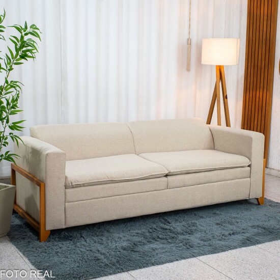 Sof� 3 Lugares Capri Larg. 2.00m Linho Bege A57