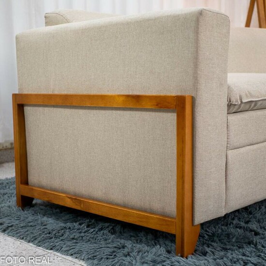 Sof� 3 Lugares Capri Larg. 2.00m Linho Bege A57